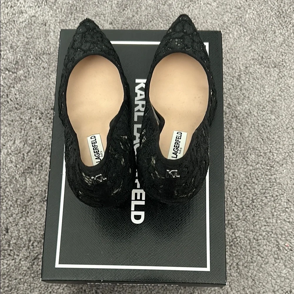 Karl Lagerfeld Black Lace Women's Shoes - Picture 2 of 6